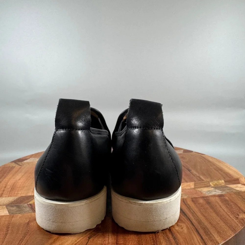 Everlane Black Leather Street Shoe Slip On Platform Sneakers‎ Womens Size 10
